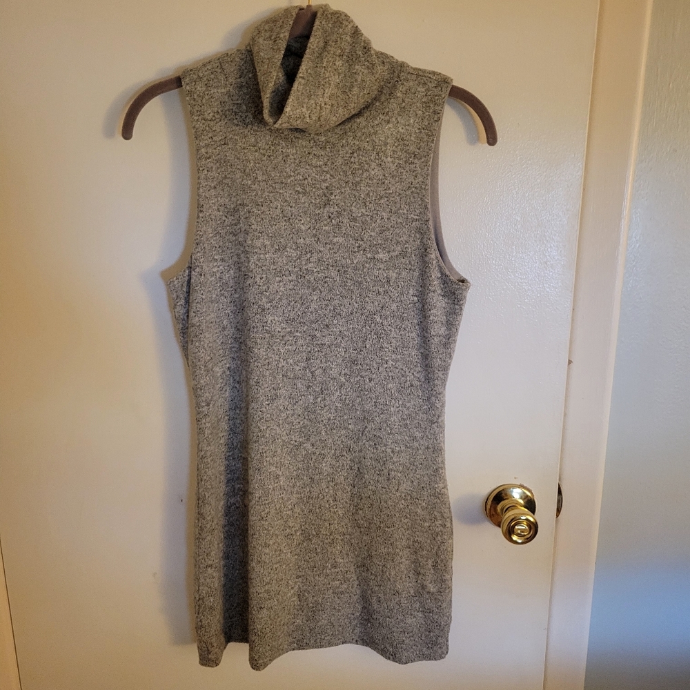 White House Black Market Sleeveless Heather Gray Turtleneck Sweater Dress